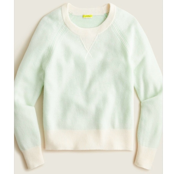 J. Crew Sweaters - J. Crew 100% Cashmere Plaited Relaxed Sweatshirt in Wintermint Snow | XXL | NWOT